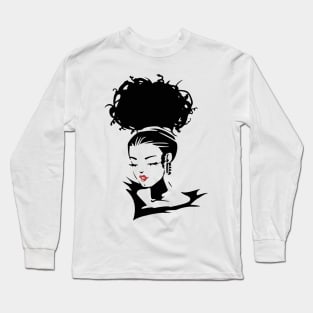 Stencil Afro Puff Portrait Long Sleeve T-Shirt